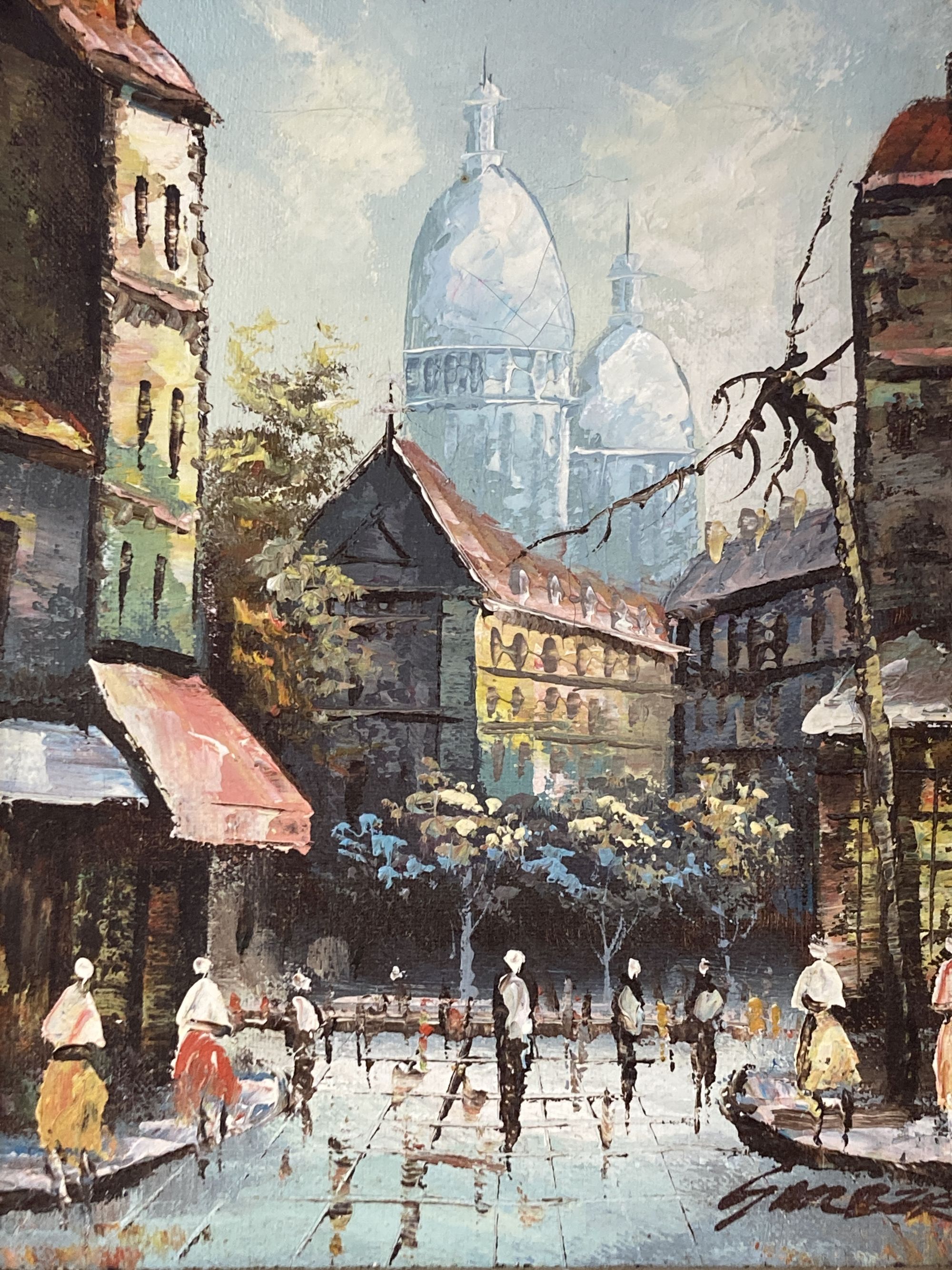 French School, oil on canvas, View of the Sacre Coeur, signed Garber, 24 x 19cm